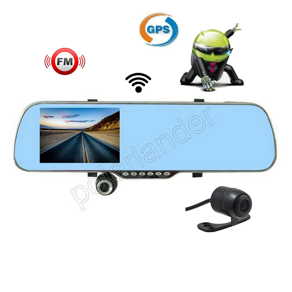 Видеорегистратор в зеркало заднего вида 5 0 дюйма Android 4 FULL HD 1080P GPS FM Wi-Fi | Автомобили