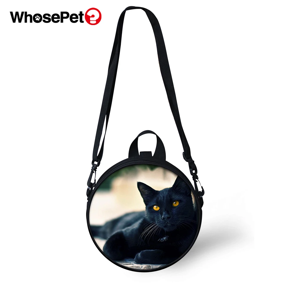 WHOSEPET черный Детские кошки печати Креста тела сумки на плечо круглый Форма