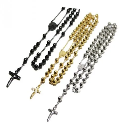 6 мм твердые шарики золотистого/черного цвета из нержавеющей стали ожерелье с