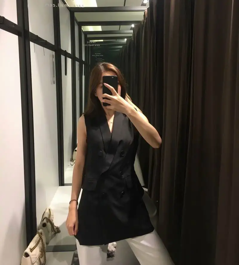 Autumn Vest Women 2019 New Arrival Double Breasted Outwear Sleeveless Tops Fall Clothing Modern Lady Casual Vests | Женская одежда