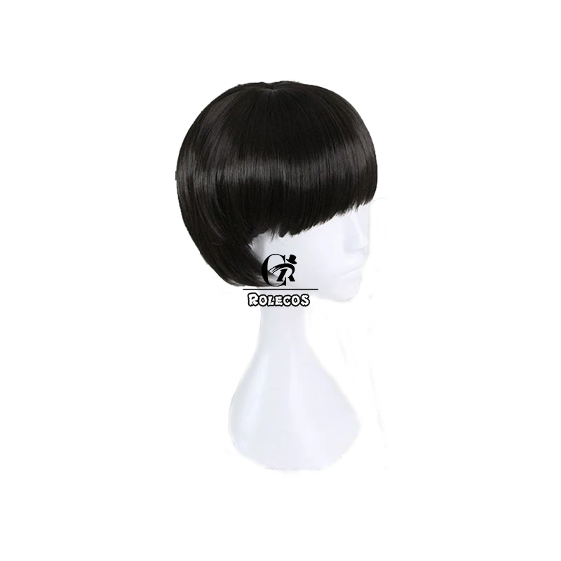 

ROLECOS Anime Mob Psycho 100 II Cosplay Hair Kageyama Shigeo Cosplay Short Hair 35cm Men Black Synthetic Hair Cosplay Headwear