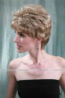 Блондинка Mix Короткие Вьющиеся женщины Повседневной Волос Высокого качества