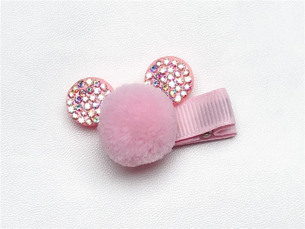 

20pcs Fashion Cute Glitter Rhinestone Tiaras Animal Ears Hairpins Pom Pom Hair Clips Princess Headwear Boutique Hair Accessories