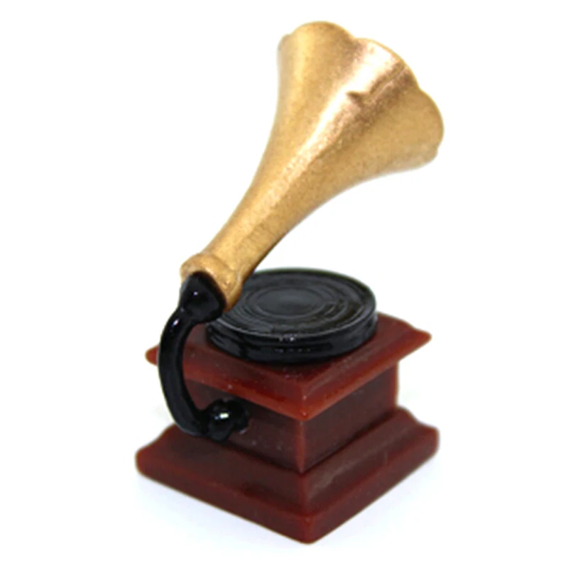 

1:12 Dollhouse Miniature Furniture Mini Phonograph Retro Gramophone With Record Diy Miniature Doll House Accessories
