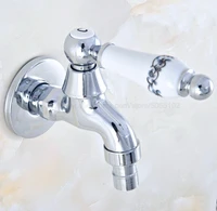 polished chrome wall mount washing machine taps bathroom corner mop pool small tap outdoor garden cold water faucet zav158