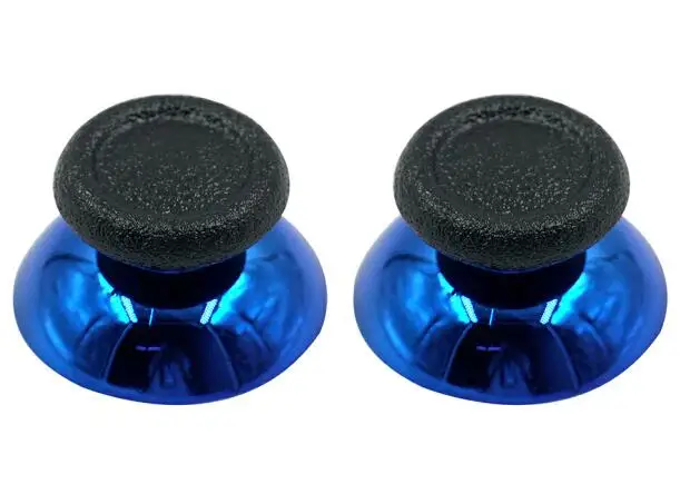 Хромированные аналоговые Thumbsticks с противоскользящей крышкой для PS4/PS4 Slim/PS4 Pro контроллер красный синий серебристый золотой - Цвет: Blue
