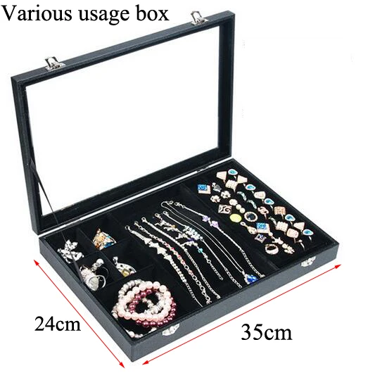 Пыленепроницаемая черная бархатная шкатулка из искусственной кожи высокого