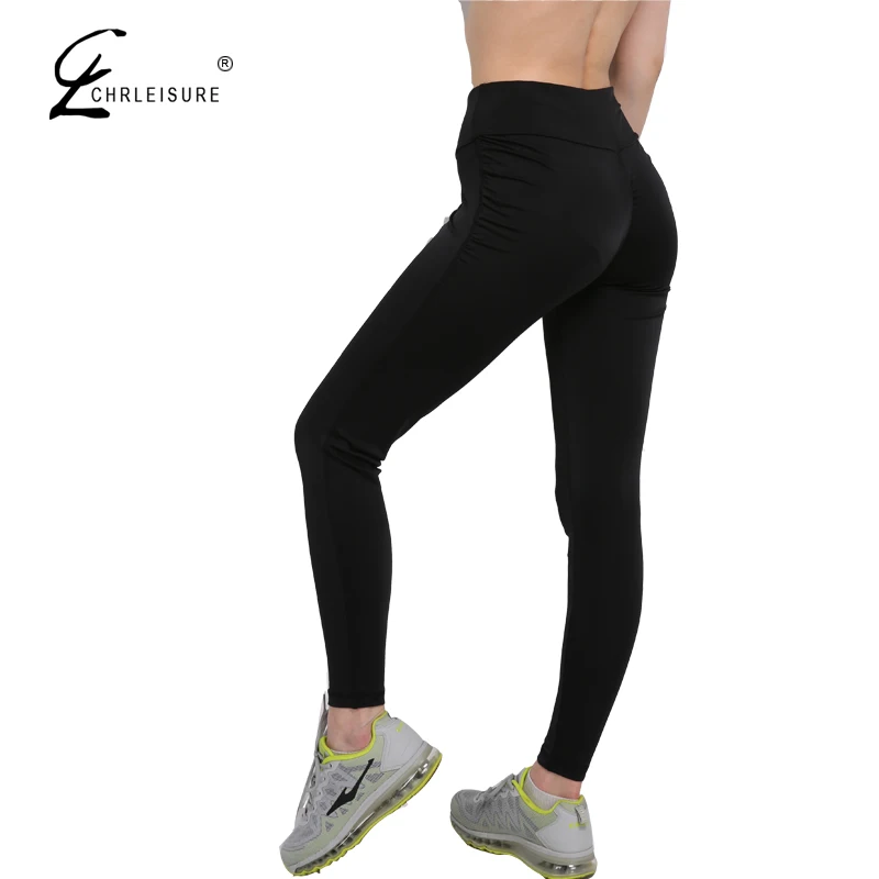 Chrleisure Сексуальная Push Up черные леггинсы модные женские Высокая Талия тренировки