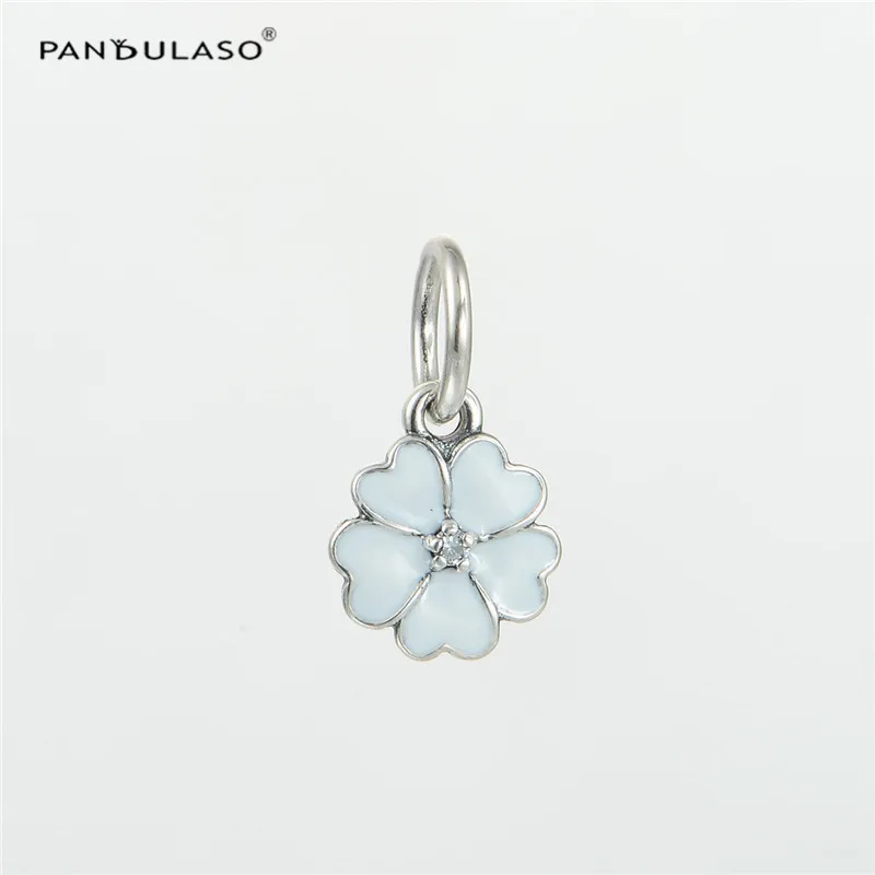 

100% 925 Sterling Silver Jewelry Bead Fits European Silver Charm Bracelet & Choker White Flower Bead Women DIY Silver Jewelry