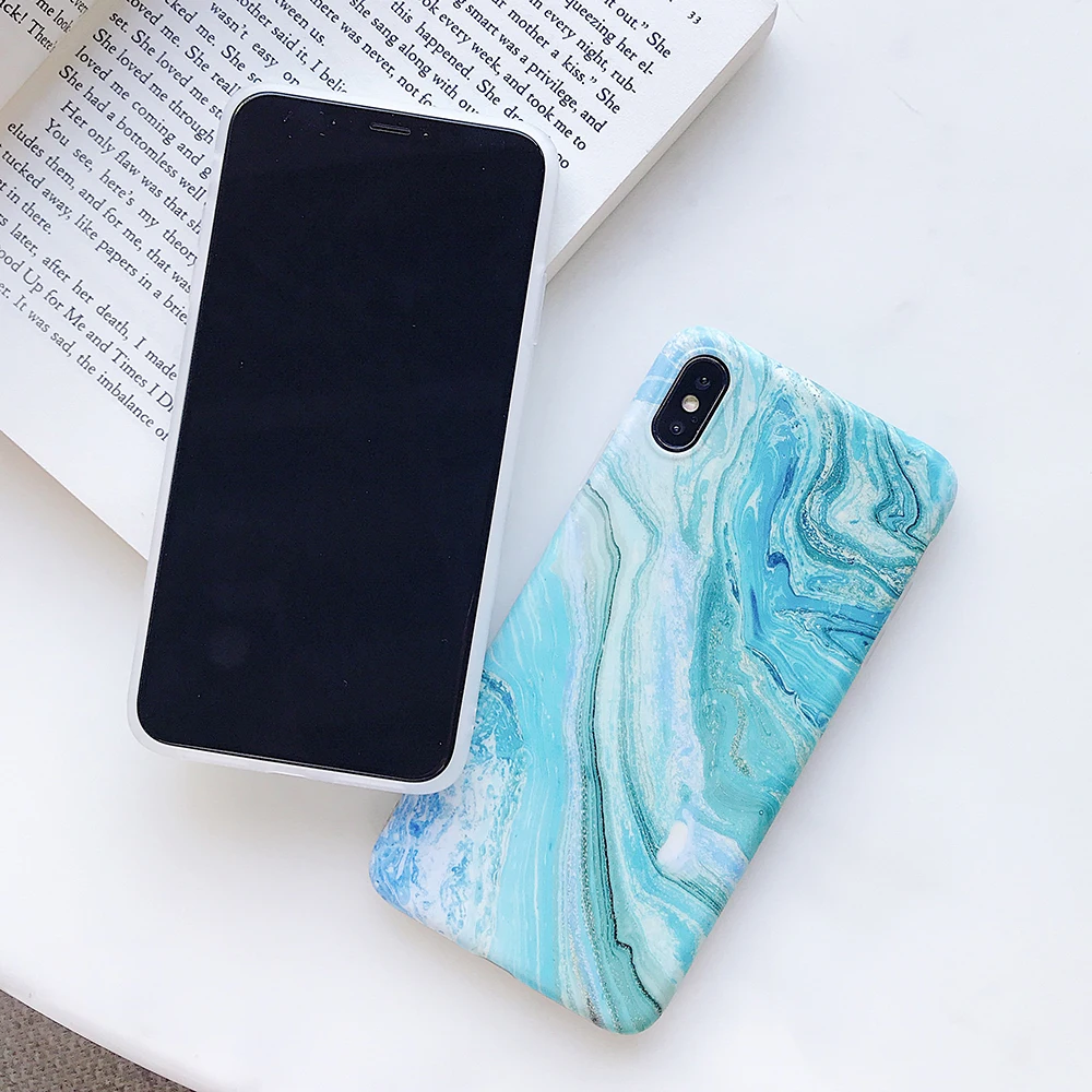 SUYACS синий Мрамор узор чехол для телефона для iPhone 11 Pro Max XR XS MAX X 6 6S 7 8 Plus Мягкий IMD полный корпус чехол-накладка для телефона чехол s