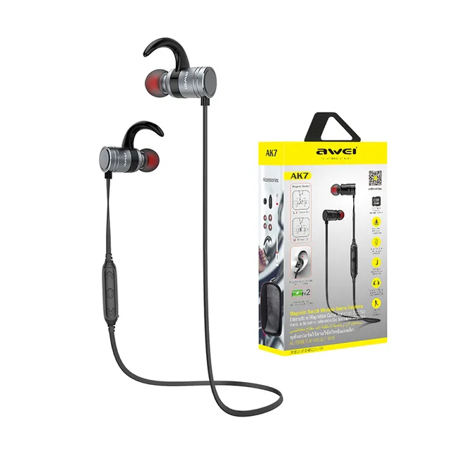Blue AWEI AK7 беспроводные наушники Bluetooth Heaphone Магнитная гарнитура спортивные наушники беспроводные наушники для iPhone 7 8 6 - Цвет: Blue