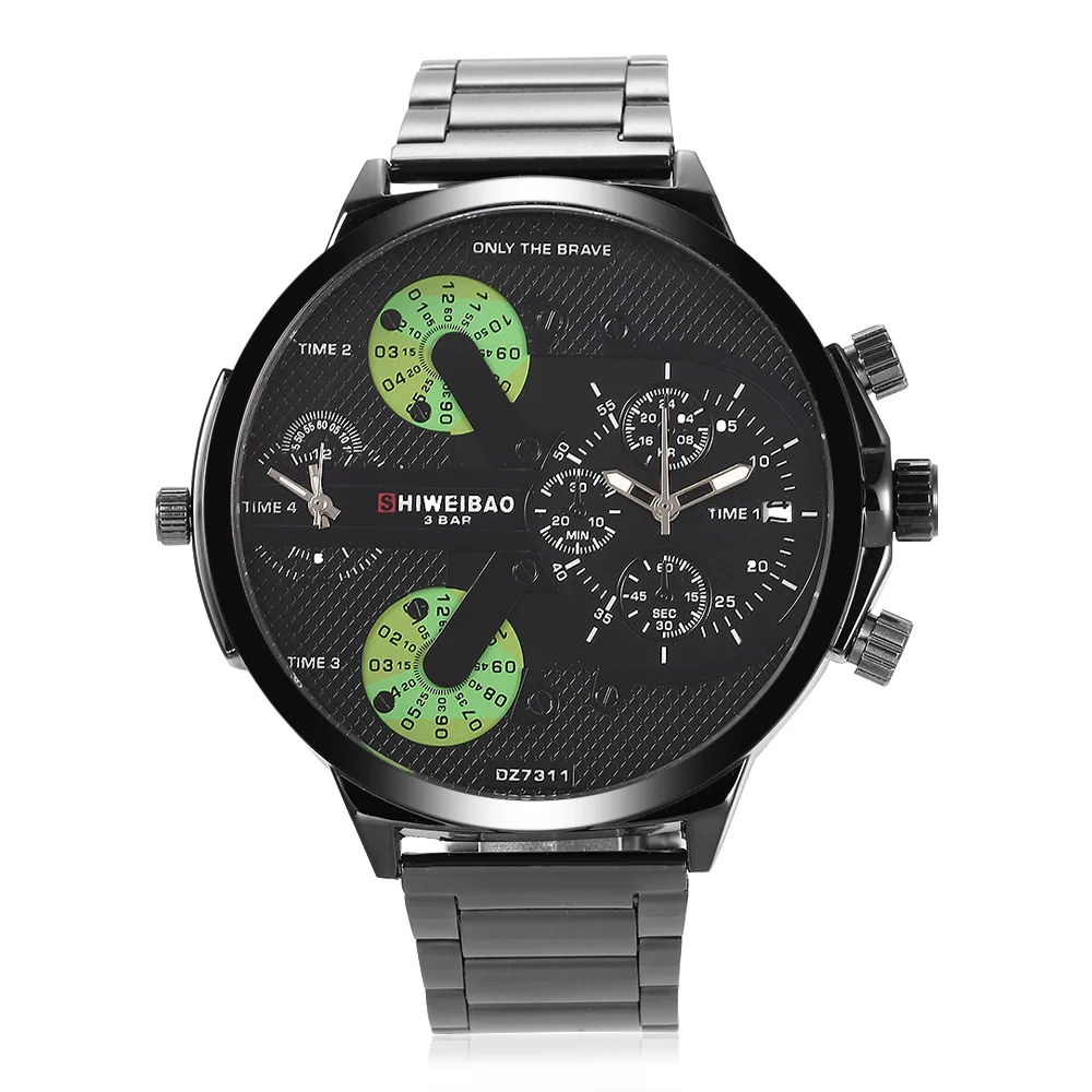 Брендовые кварцевые деловые мужские часы со стальными полосками спортивные