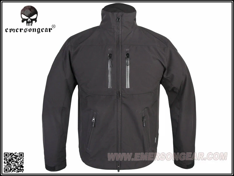 EMERSON Soft Shell Windbreaker Jacket Breathable perspiration Combat Jacket Black EM6810B