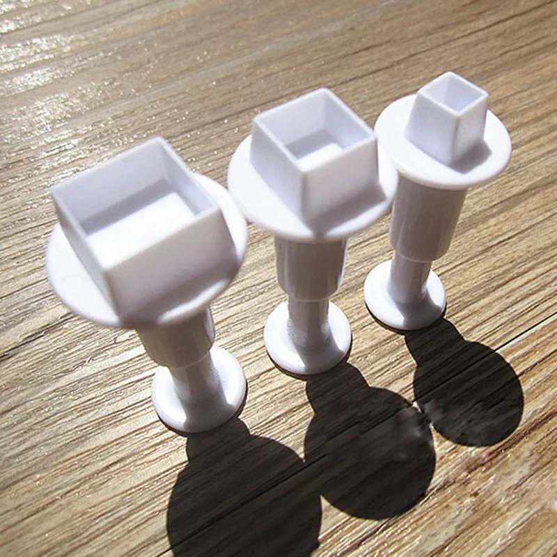 3PCS/Set Lovely Square Plunger Cutter Mold Fondant Cake Decorating Kitchen Tool | Дом и сад