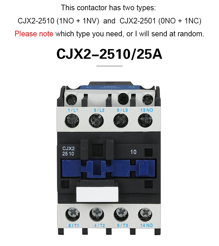 Контактор переменного тока CJX2-2510 2501 переключатели LC1 контактор переменного тока 1NO напряжение 220 В/380 В/24 В/110 В LC1-D