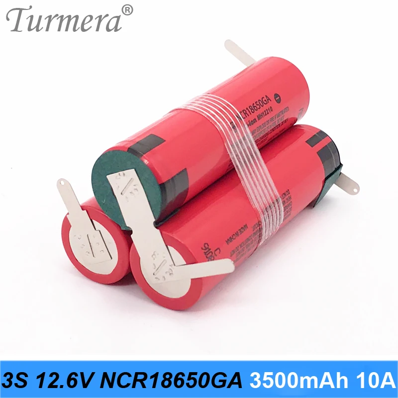 Перезаряжаемая литиевая батарея Turmera 3S 10 8 В 12 3500 мАч NCR18650GA А для электрической