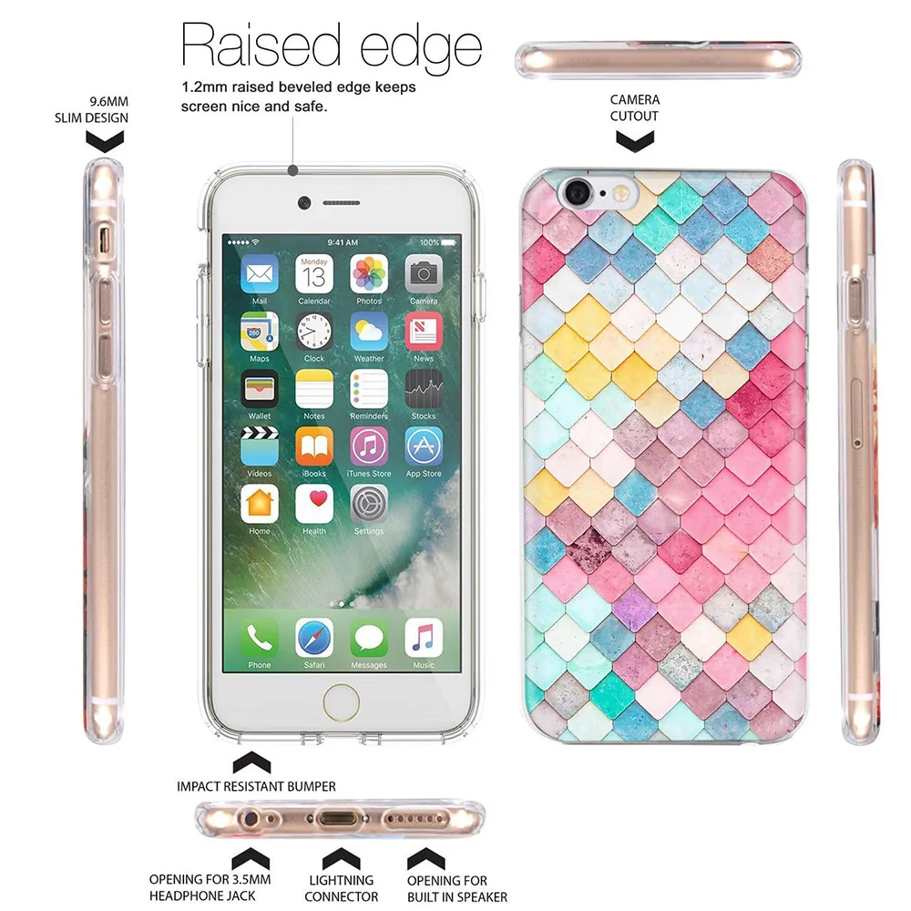 MISSCASE Phone Case for iPhone X 7 6 6s 8 Plus 5s Soft Silicone Lattice Painted Cover Fitted 5 5S SE |