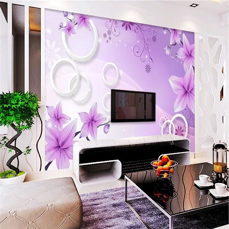 Декор для дома beibehang фиолетовый цветок лилии круг гостиничный фон Современная