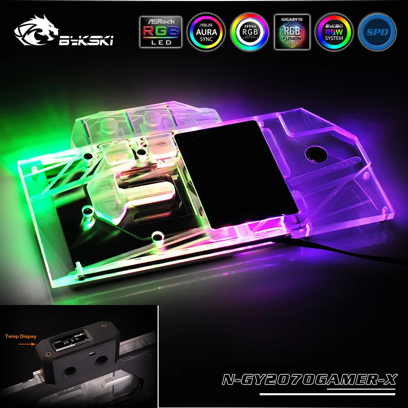Bykski N GY2070GAMER X VGA полное покрытие блок водяного охлаждения светодиодный свет для