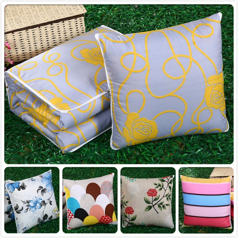 Gray Flower Stripe Creative Cushion Blanket Multifunction 2 in 1 Sofa Car Decorative Back Lumbar Throw Pillows Lounge Chair Pads