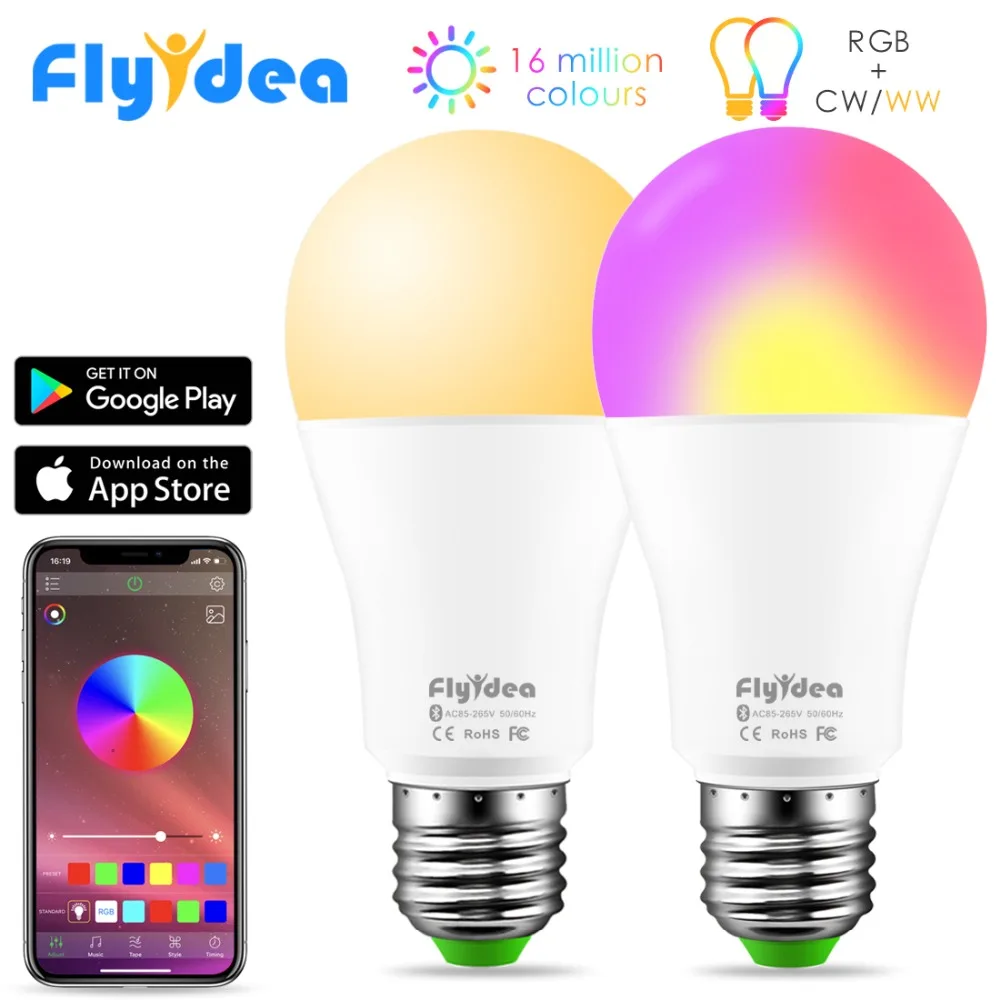 Беспроводной цветомузыкальный Bluetooth Громкоговоритель Светодиодный 10 Вт RGB волшебная лампа E27 изменение цвета лампочки умное Домашнее освещение Совместимо с IOS/Android