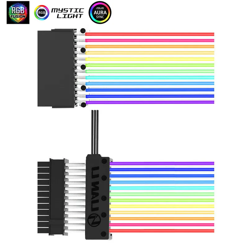 LIANLI Strimer-24/Strimer-8 24 Pin Neon Line RGB D-RGB AURA SYNC PSU кабель для 24Pin к материнской плате/Dual-8Pin к видеокарте