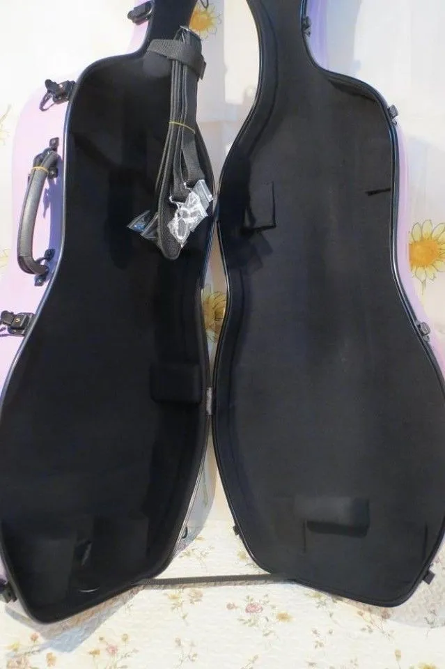 

Beautiful lilac fiberglass 4/4 cello hard case,perfect workmanship