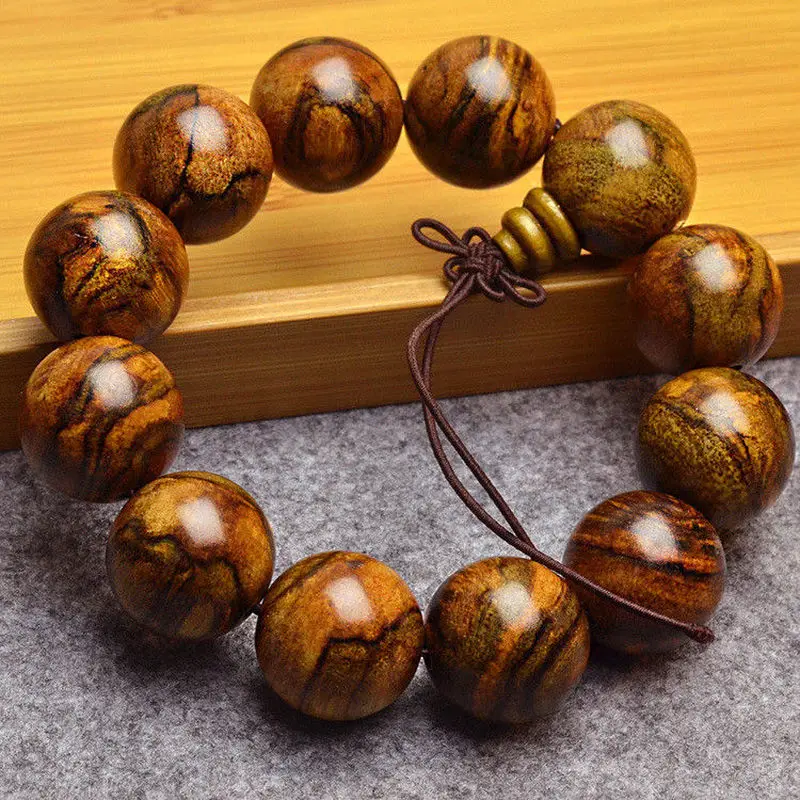 MOROW Fashion Handmade Women Mens Natural Agar-wood Sandalwood Round Buddha Beads Charm Bracelet Jewelry 1.2 to 2.0cm for Gift | Украшения