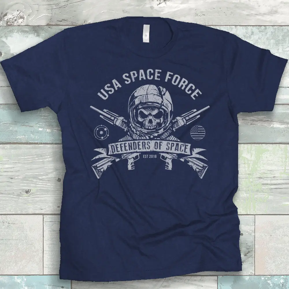

Space Force Skull Vintage Logo Men'S T-Shirt Maga Trump Army Marine New Fashion Mens Tops Cool O Neck T-Shirt Graphic Tees