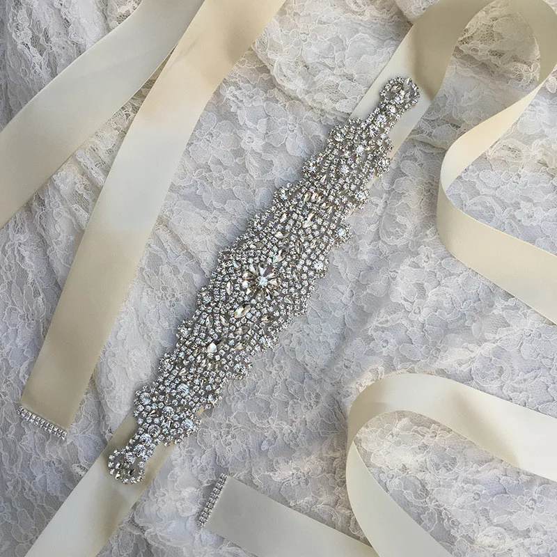 Прозрачный хрустальный свадебный пояс Блестящий Стразы стеклянный для