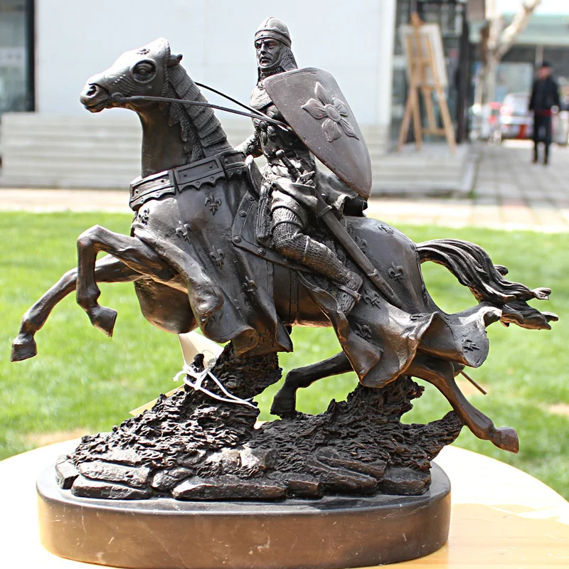 Escultura de bronce y cobre de caballero, artesan&iacute;as como decoraci&oacute;n del hogar, regalos de empresa, decoraci&oacute;n de escritorio-0