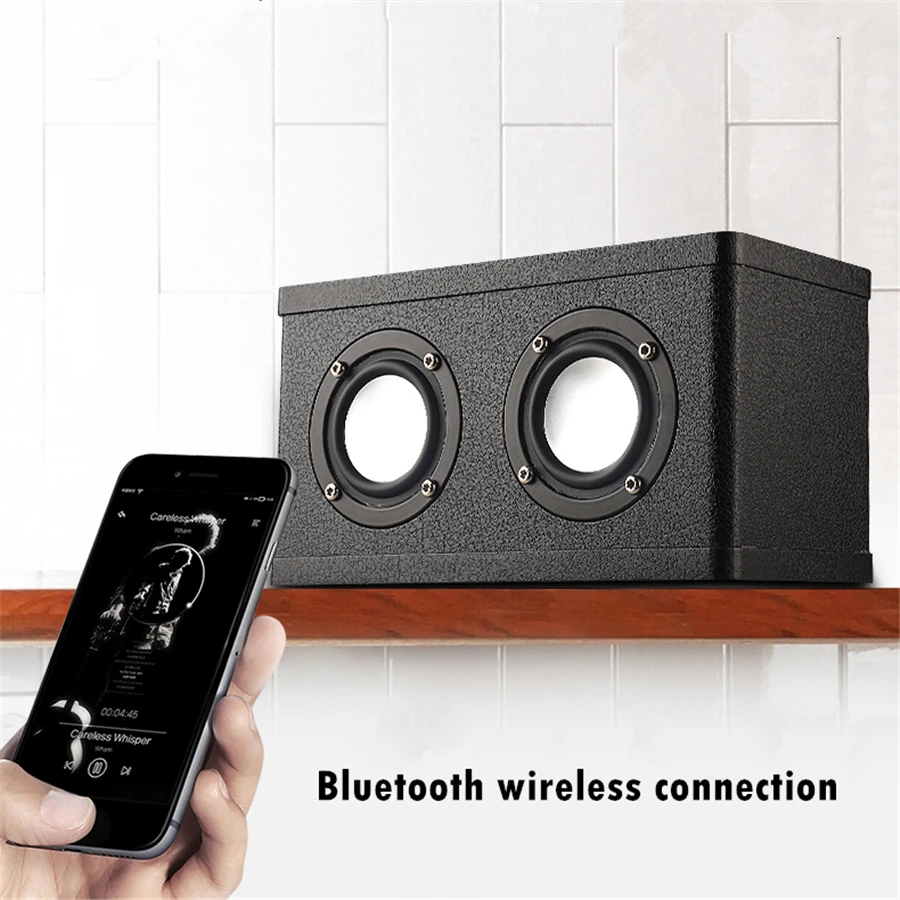Wooden Bluetooth Speaker Wireless Subwoofer Stereo Leather Speakers Portable Bass HIFI Support TF Card AUX | Электроника