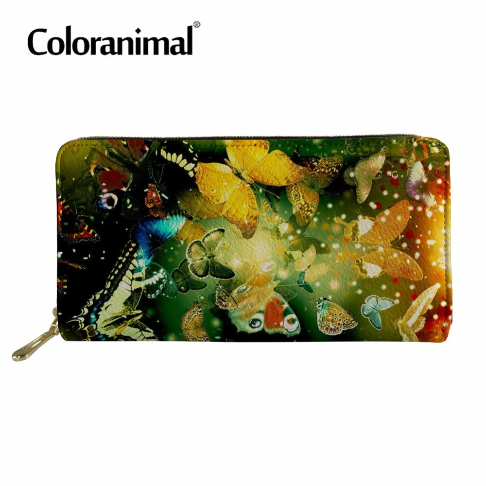 

Coloranimal 3D Beautiful Butterfly Print Women Men Long Leather Wallets Woman's Leisure Coin Storage Money Card Holder PU Purse