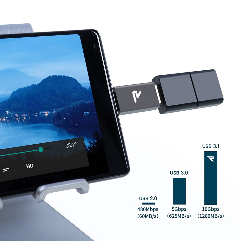 [2 шт./упак.] RAMPOW OTG USB C Адаптеры 5 Гбит/с QC3.0 Тип адаптер для MacBook 3 0 samsung S9/huawei P20