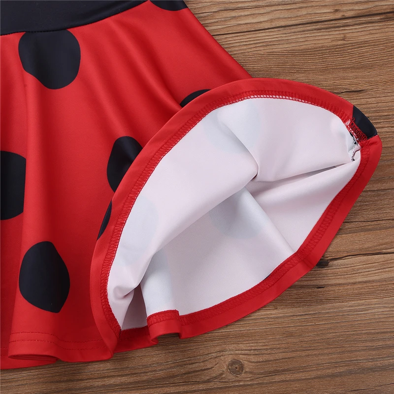 Children Girls Cosplay Red Dress Kids Polka Dots A-Line Birthday Party Halloween Costume Fancy Dress-Up | Детская одежда и обувь
