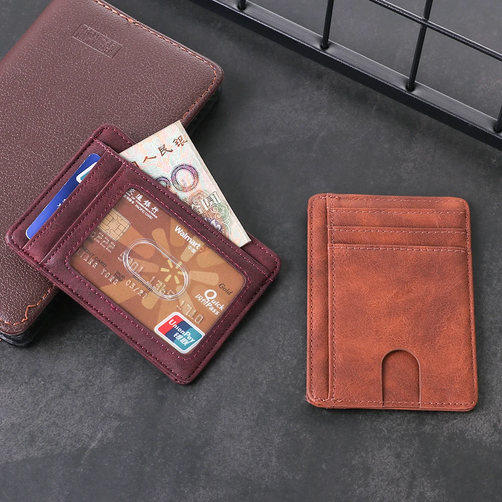 Новый тонкий держатель для Карт RFID блокирующий кошелек из искусственной кожи