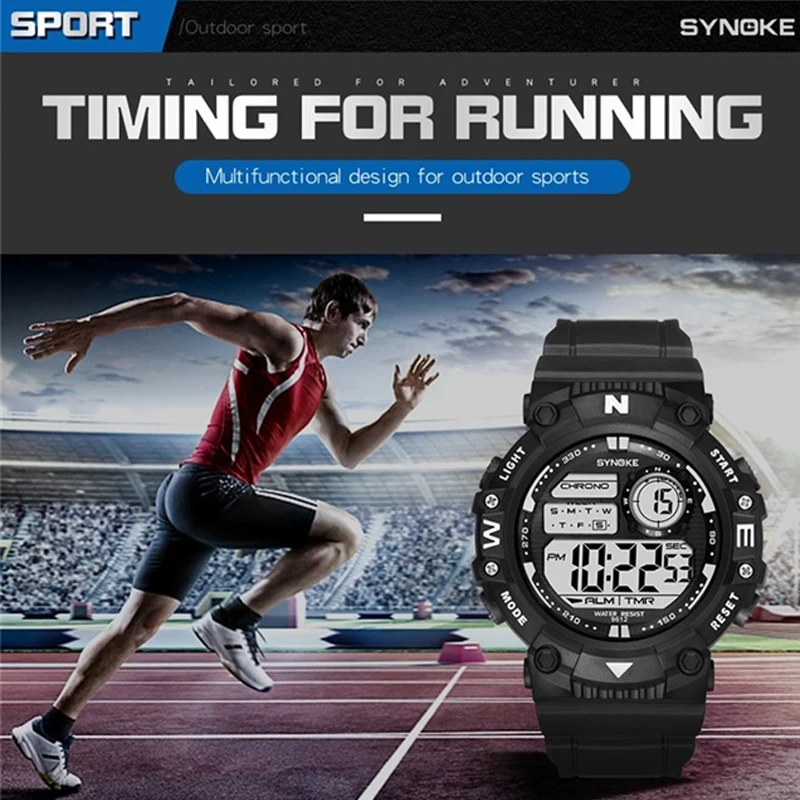 

SYNOKE Mens Sport Fashion Digital Watch LED Date Man Watch Outdoor Waterproof Electronics Male Clock Wristwatches Relogio