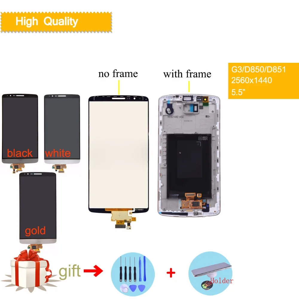 Жк-дисплей для LG G3 с сенсорным экраном и дигитайзером в сборе дисплей D850 D851 D855