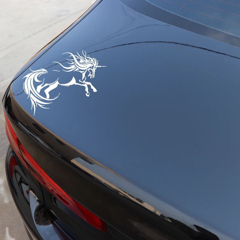 

YJZT 12.8CM*17CM Fashion Unicorn Pattern Decor Car Trunk Car Stickers Vinyl Decal Black/Silver C4-1816