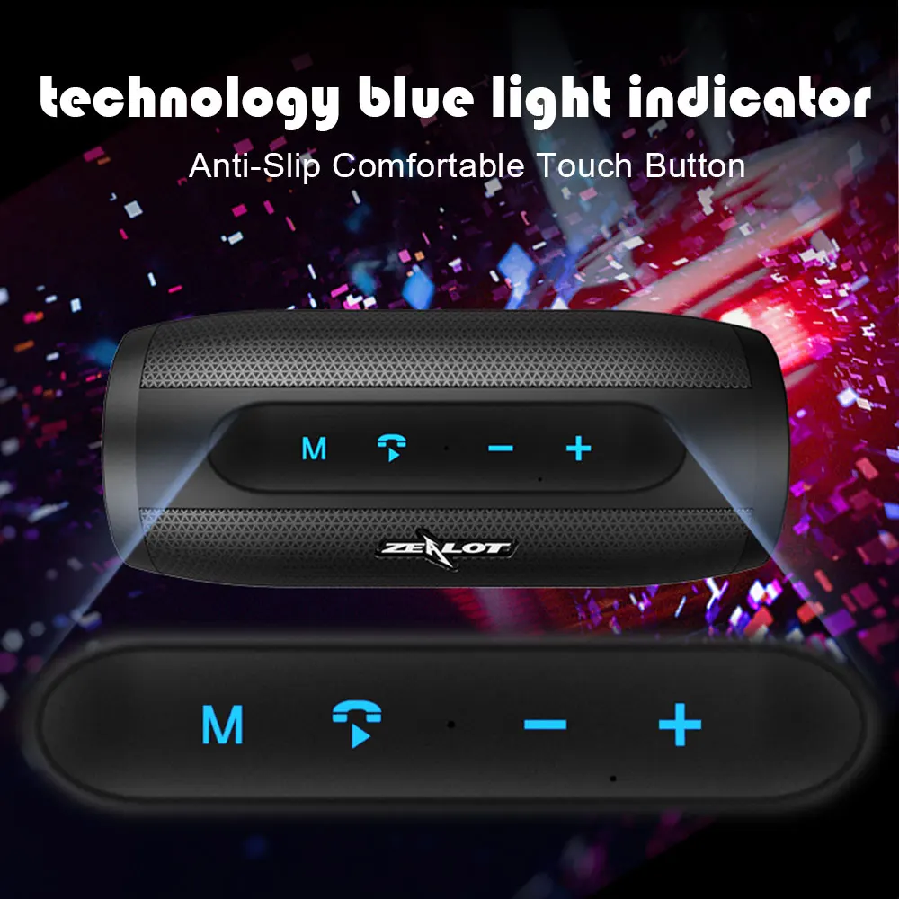 ZEALOT S16 портативный Bluetooth динамик наружная беспроводная Колонка для басов 3D стерео звуковой сабвуфер Водонепроницаемый SD/TF слот для карт
