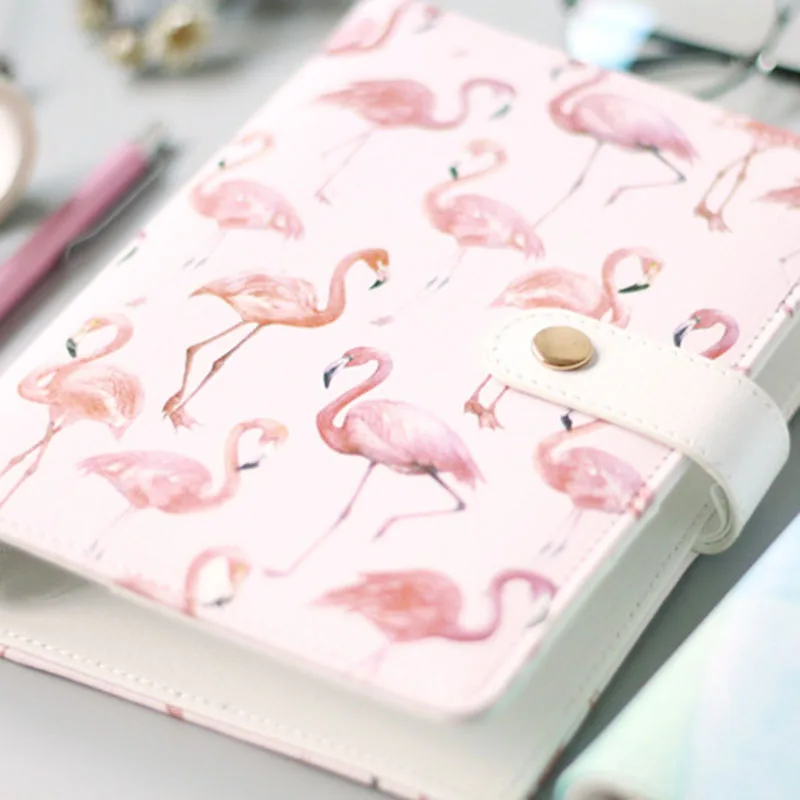 flamingo 1 шт. Фламинго акварель А6 дневник на спирали обложка ПУ Журнал Планировщик Обложка для стандартного А6 бумага офисные школьные принадлежности канцелярские принадлежности - Цвет: flamingo