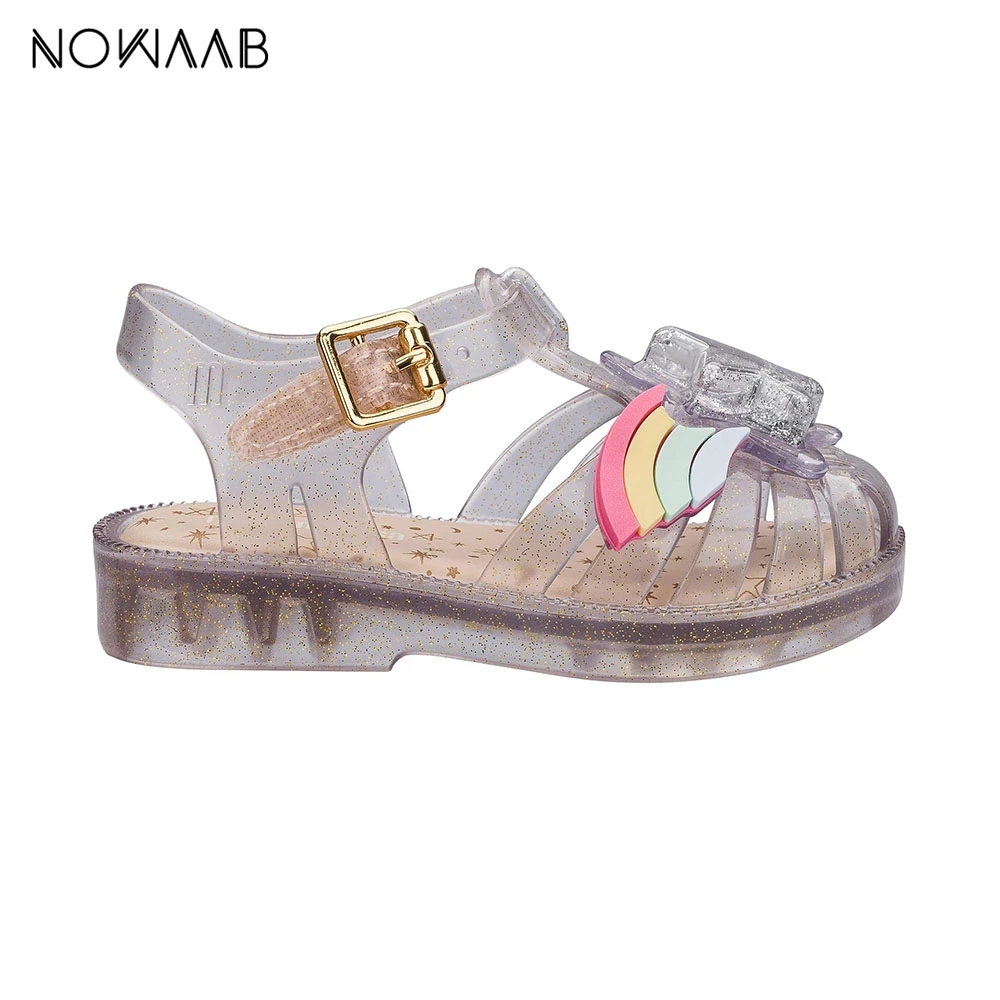 Сандалии желе для девочек Mini Melissa 2019 летние римские сандалии со звездами и