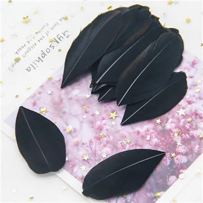 Black 50p Перья боа, натуральные перья, лебедь, плюсы, 4-8 см, перья фазана, свадебные украшения, 50 штук/партия - Цвет: Black 50p