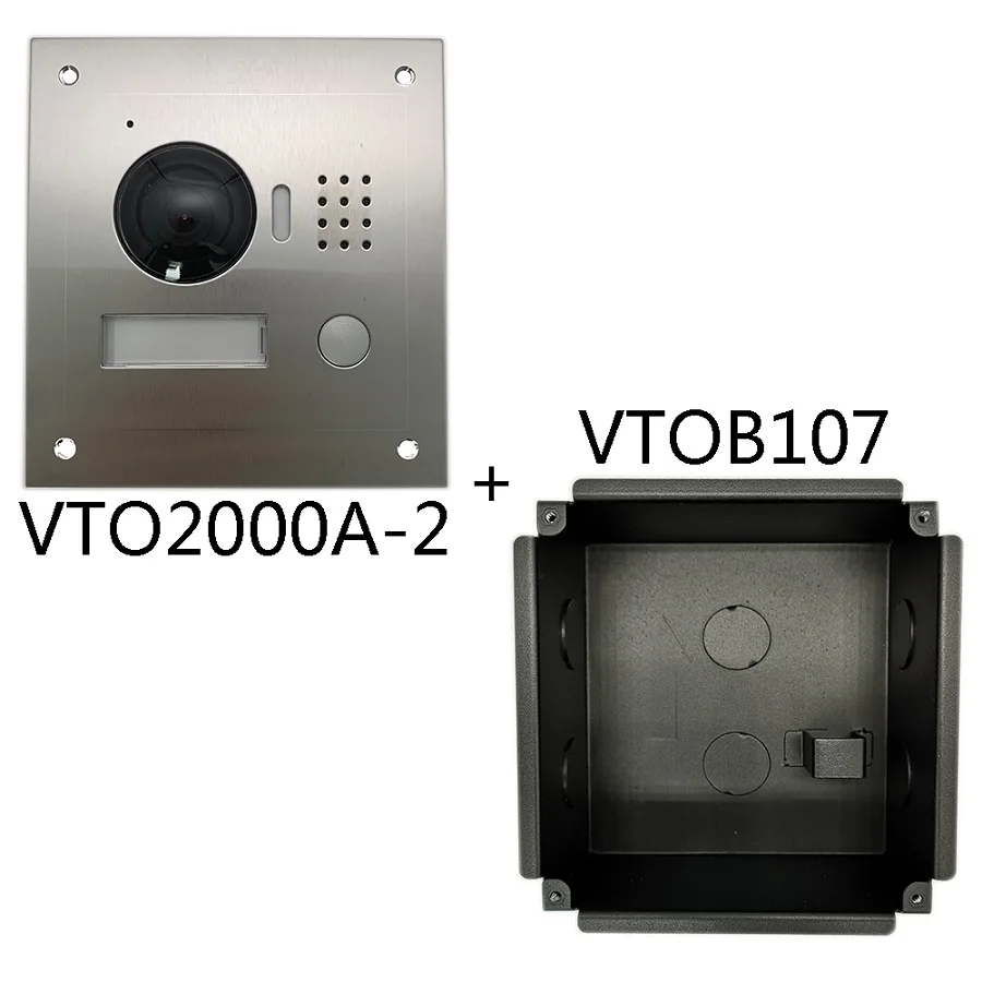 with Flush box DH логотип multi-язык 2-проводной дверной звонок VTO2000A-2, водонепроницаемый IP ворота на даче телефона, в комплекте настенный ящик, IP видеосвязь, облако - Цвет: with Flush box