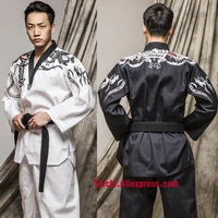 martial arts tkd tae kwon do v neck adult children taekwondo clothes for poomsae trainingwtf uniform160 190cm blackwhite