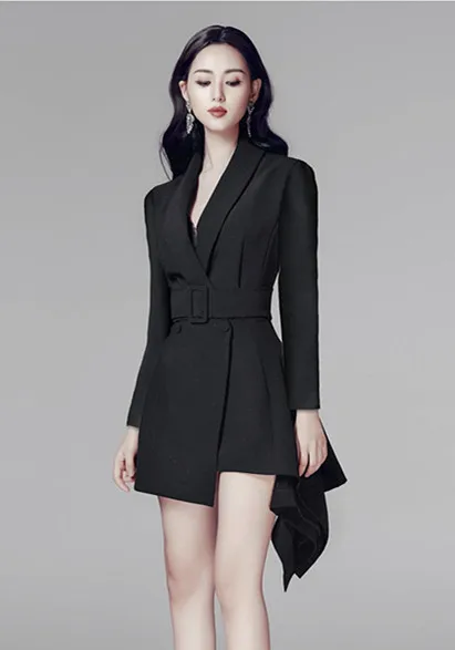 Мини платье с отложным воротником поясом 2019|Женские платья| |