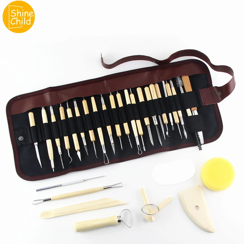 DIY Professional Polymer Clay Tools Wood Soft Carving Sculpture Playdough Fimo Gadget Charm Model Bag Kit For Art Beginner | Игрушки и