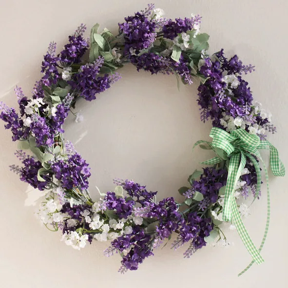 Свадебный венок из сушеных шелковых цветов 35 см (14 дюймов)|lavender wreath|head wreathdoor wreath |