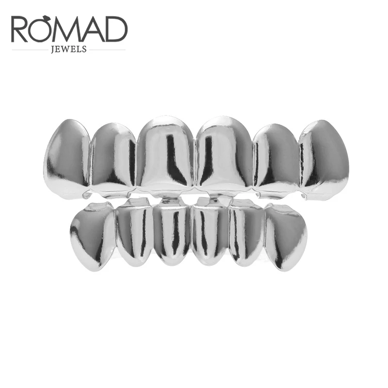 2 BOAKO Hip Hop Teeth Grillz Set Silver Gold Tooth Top Bottom Caps Punk False Dental Grills For Women Body Jewelry Cosplay Party - Окраска металла: 2