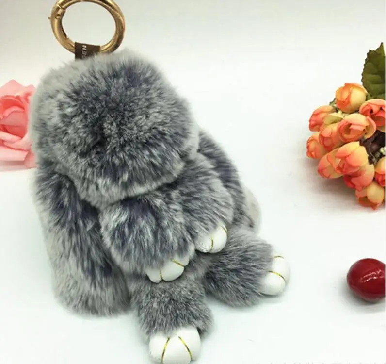 Брелок для ключей из натурального меха кролика Рекс 14 см | Украшения и аксессуары